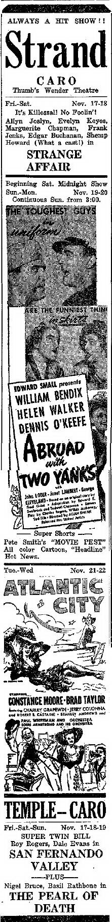 Temple Theatre - NOV 17 1944 STRAND AND TEMPLE GOING HEAD TO HEAD